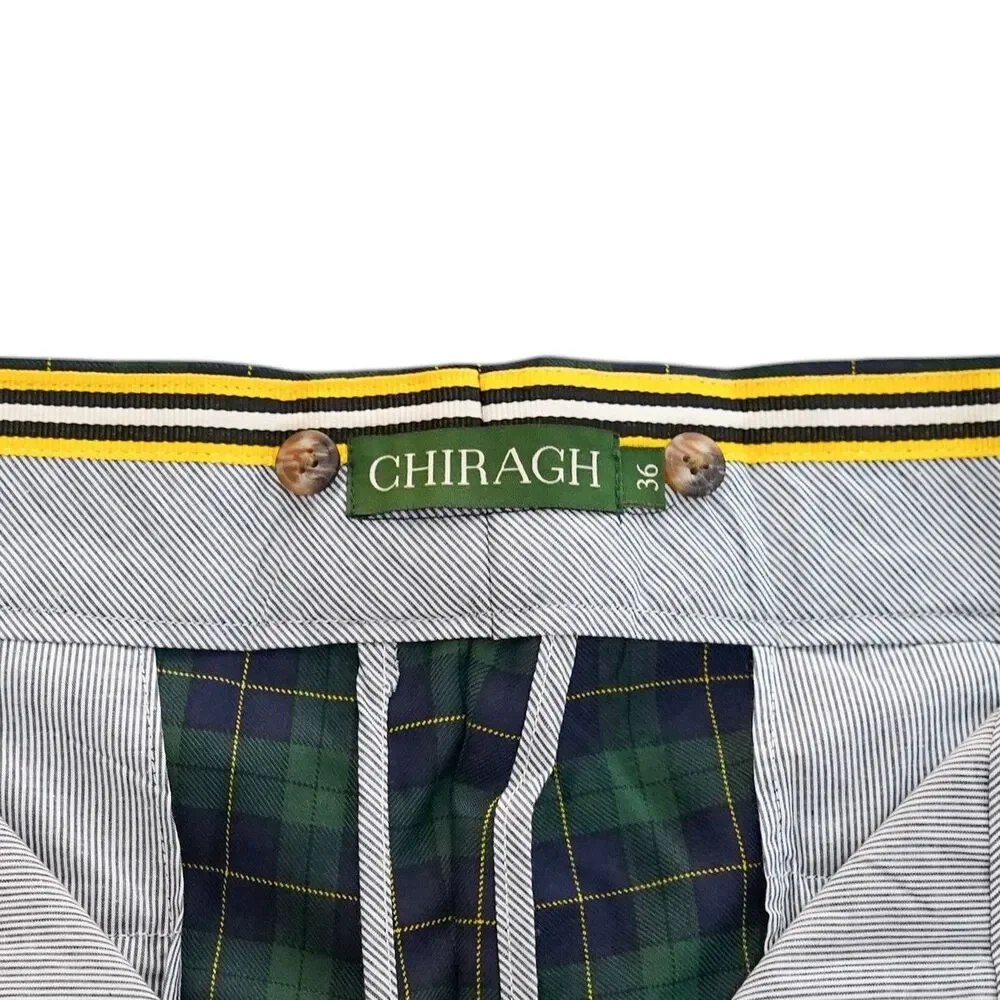 Mens 36 Gurkha Pants Green Navy Tartan Plaid Wool Flat Front Slim Fit Trousers